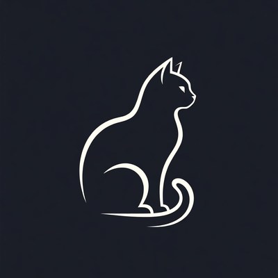 White silhouette cat sitting