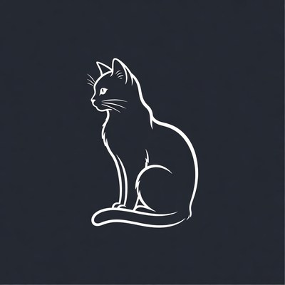 Black silhouette cat sitting