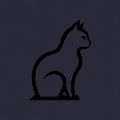 Black silhouette cat sitting