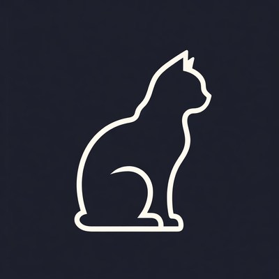 White cat silhouette on black