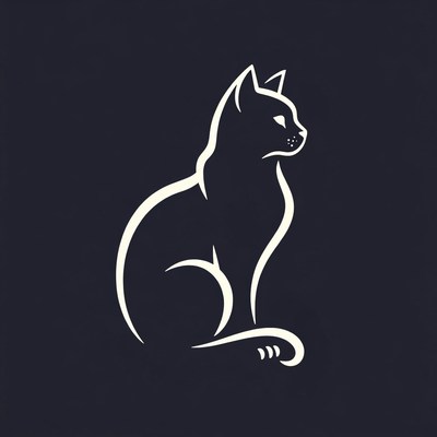 Black silhouette cat illustration