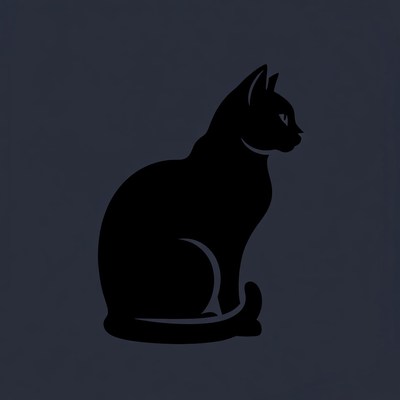Black silhouette cat sitting