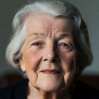 Elderly woman with silver hair