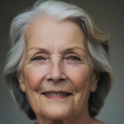 Elderly woman smiling close-up