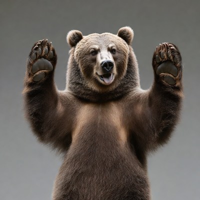 Brown bear raising paws