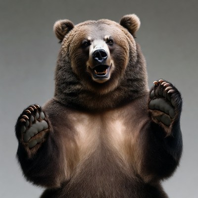 Roaring Grizzly Bear Raising Paws