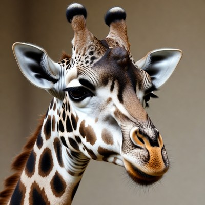 Close-up giraffe head portrait