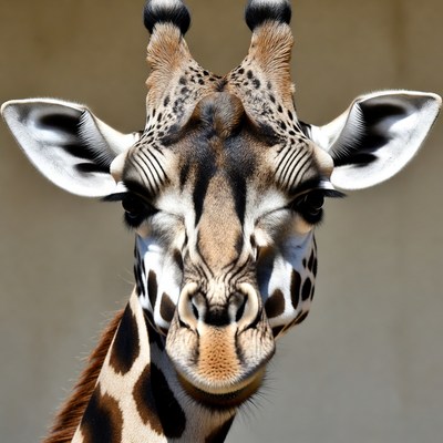Close-up giraffe head portrait
