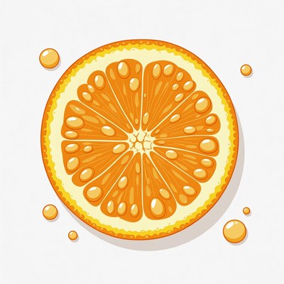 Sliced Orange with Juice Drops