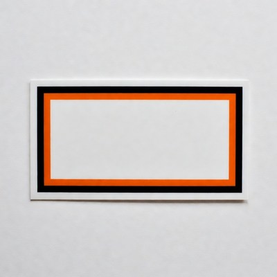 Blank White Label with Orange Black Border