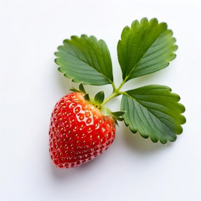 Fresh strawberry with green leaves