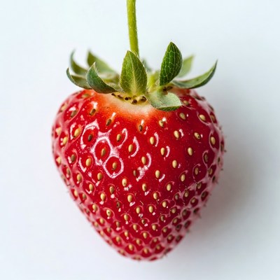 Fresh strawberry with green stem