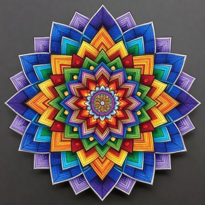 Colorful Mandala on Gray Background