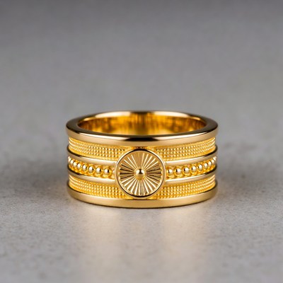 Gold stacked ring with sunburst design