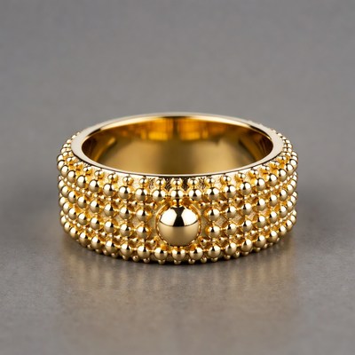 Gold Beaded Band Ring