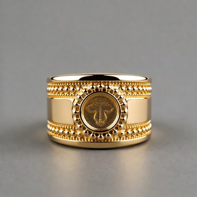 Gold ring with cross emblem