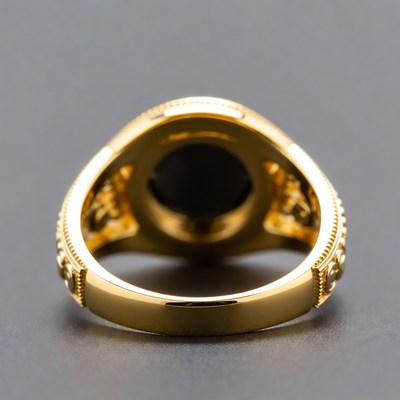 Gold signet ring with black stone