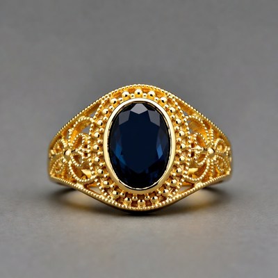 Oval Blue Sapphire Gold Ring