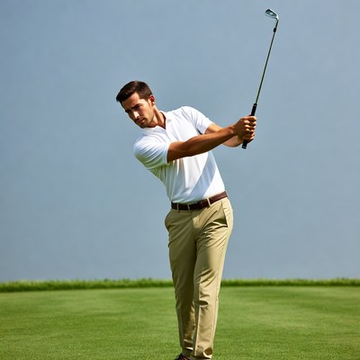 Man swinging golf club