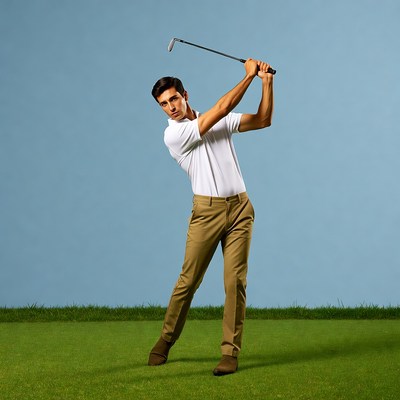 Man swinging golf club