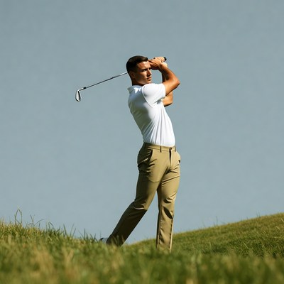 Man swinging golf club