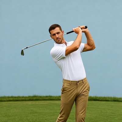 Man swinging golf club
