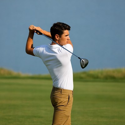 Man swinging golf club