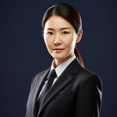 Asian woman in black suit