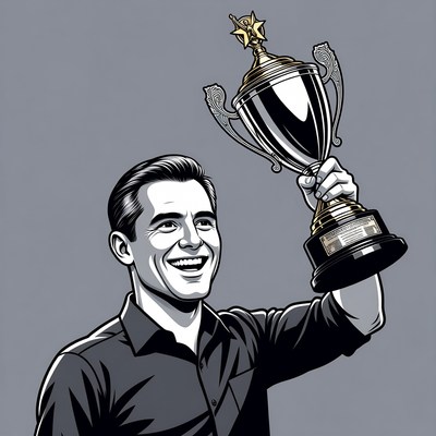 Man holding trophy illustration