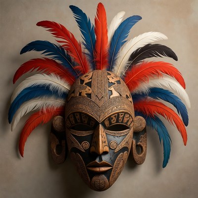 Colorful Feathered Tribal Mask