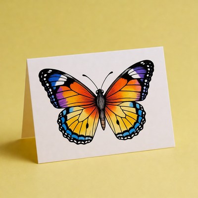 Colorful Butterfly Illustration on Greeting Card