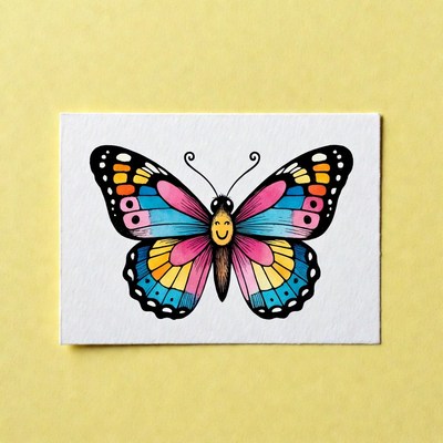 Colorful Smiling Butterfly Illustration