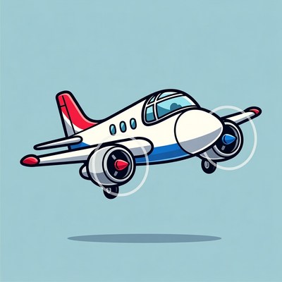 Cartoon Airplane Flying Upward