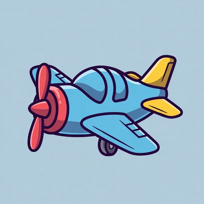 Blue cartoon airplane illustration