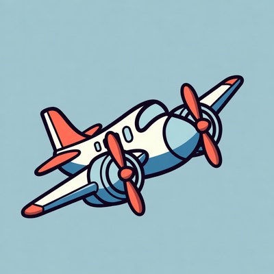 Cartoon Propeller Airplane Flying