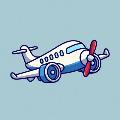 Cartoon Propeller Airplane Flying