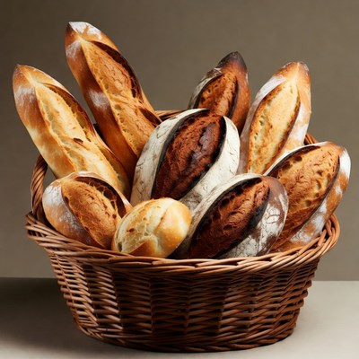Baguettes in Wicker Basket
