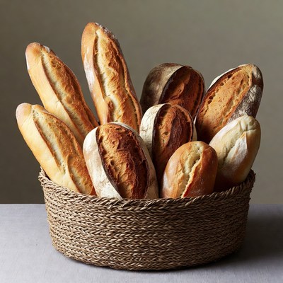 Basket of Fresh Baguettes