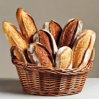 Baguettes in Wicker Basket