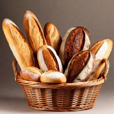 Baguettes in Wicker Basket