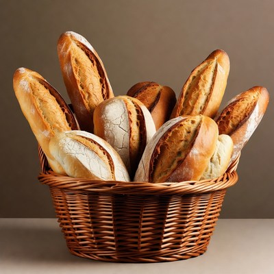 Baguettes in Wicker Basket