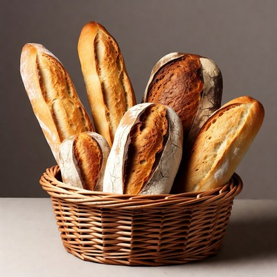 Baguettes in Wicker Basket