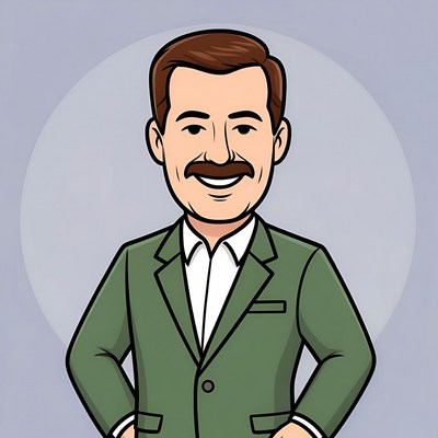 Cartoon man in green suit