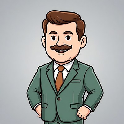 Cartoon man in green suit