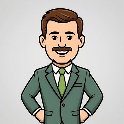 Cartoon man in green suit