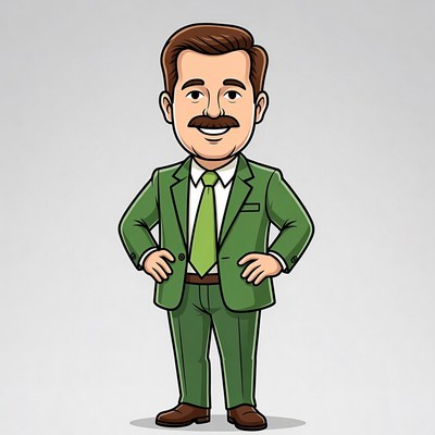 Cartoon man in green suit