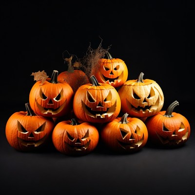 Stack of Jack-o-Lantern Pumpkins