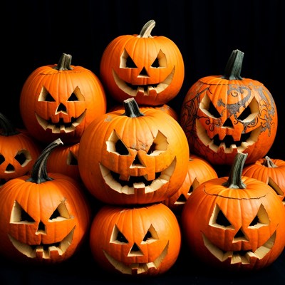 Stack of Jack-o-Lantern Pumpkins