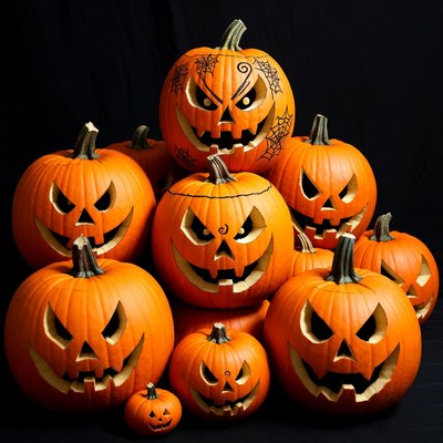 Stack of Jack-o-Lantern Pumpkins