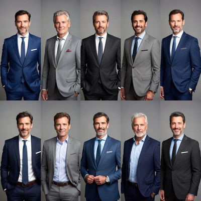 Nine Men in Suits Grid